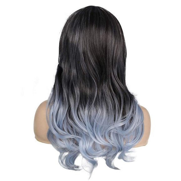 Marda Wigs Curly Wavy Synthetic Ombre Blue - Picture 5 of 6